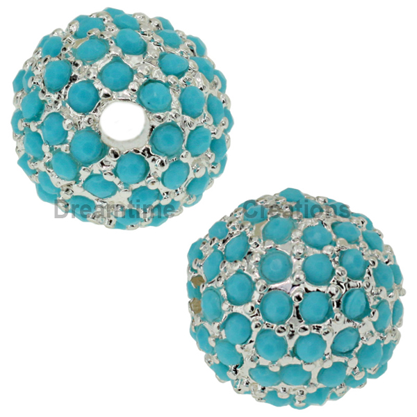 Beadelle® Pave Crystal Bead Turquoise/Silver 12mm